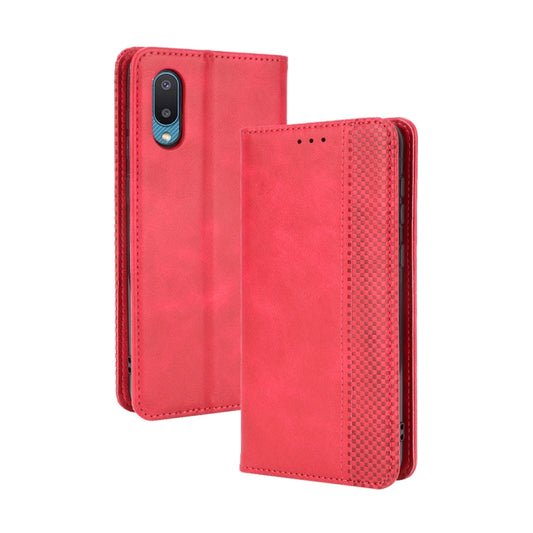 For Samsung Galaxy A02 / M02 Magnetic Buckle Retro Crazy Horse Texture Horizontal Flip Leather Case with Holder & Card Slots & Photo Frame(Red) by buy2fix
