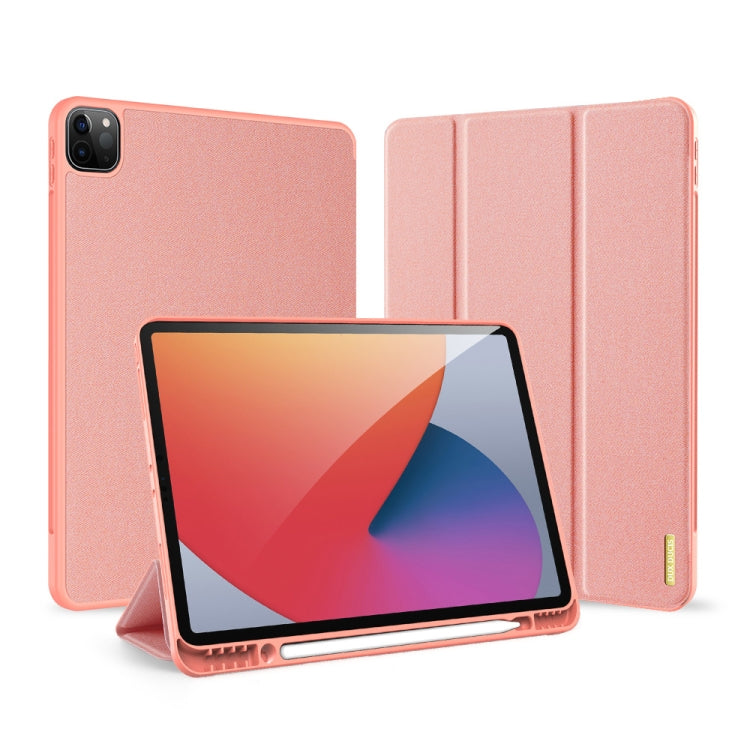 For iPad Pro 12.9 2022 / 2021 / 2020 DUX DUCIS Domo Series Horizontal Flip Magnetic TPU + PU Leather Tablet Case with Three-folding Holder & Pen Slot & Sleep / Wake-up Function(Pink) - iPad Pro 12.9 (2022/2021) Cases by DUX DUCIS | Online Shopping UK | buy2fix