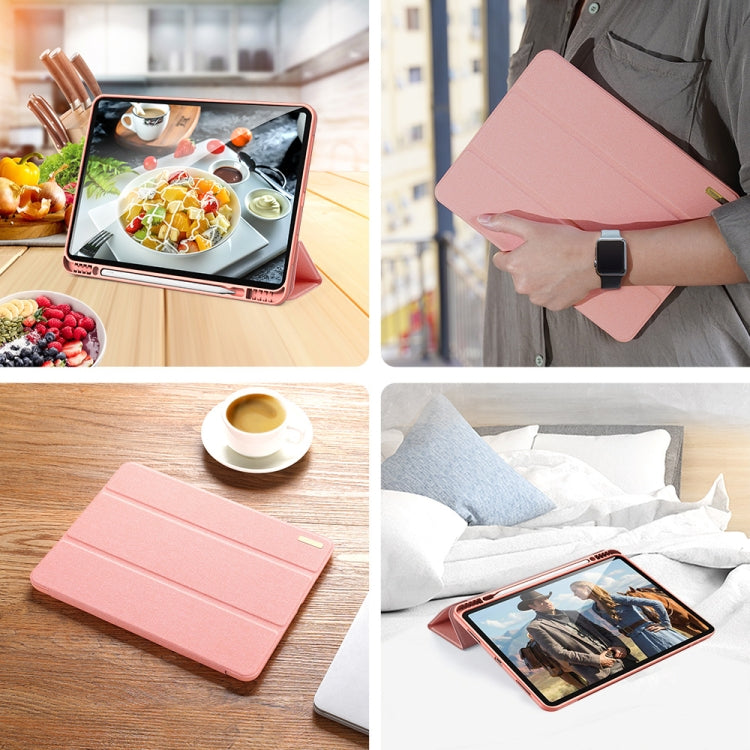 For iPad Pro 12.9 2022 / 2021 / 2020 DUX DUCIS Domo Series Horizontal Flip Magnetic TPU + PU Leather Tablet Case with Three-folding Holder & Pen Slot & Sleep / Wake-up Function(Pink) - iPad Pro 12.9 (2022/2021) Cases by DUX DUCIS | Online Shopping UK | buy2fix