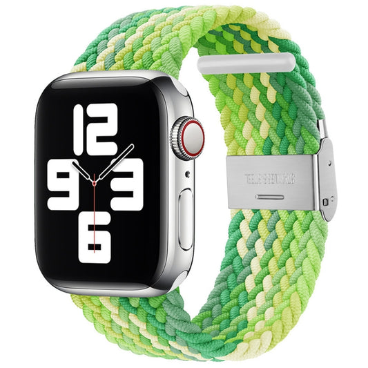Braided + Stainless Steel Watch Band For Apple Watch Series 9&8&7 41mm / SE 3&SE 2&6&SE&5&4 40mm / 3&2&1 38mm(Lime Color) by buy2fix