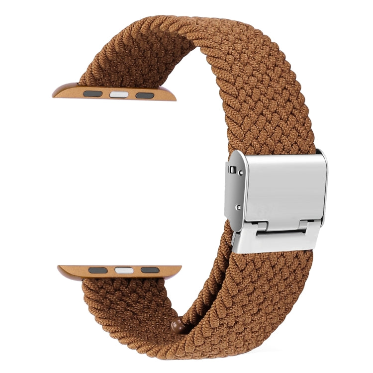 Braided + Stainless Steel Watch Band For Apple Watch Series 7 41mm / 6 & SE & 5 & 4 40mm / 3 & 2 & 1 38mm(Brown Yellow) by buy2fix