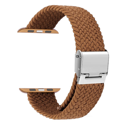 Braided + Stainless Steel Watch Band For Apple Watch Series 7 41mm / 6 & SE & 5 & 4 40mm / 3 & 2 & 1 38mm(Brown Yellow) by buy2fix