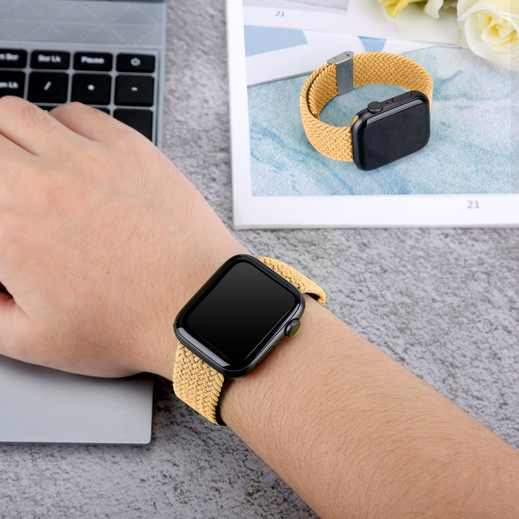 Braided + Stainless Steel Watch Band For Apple Watch Series 9&8&7 41mm / SE 3&SE 2&6&SE&5&4 40mm / 3&2&1 38mm(Lime Color) by buy2fix