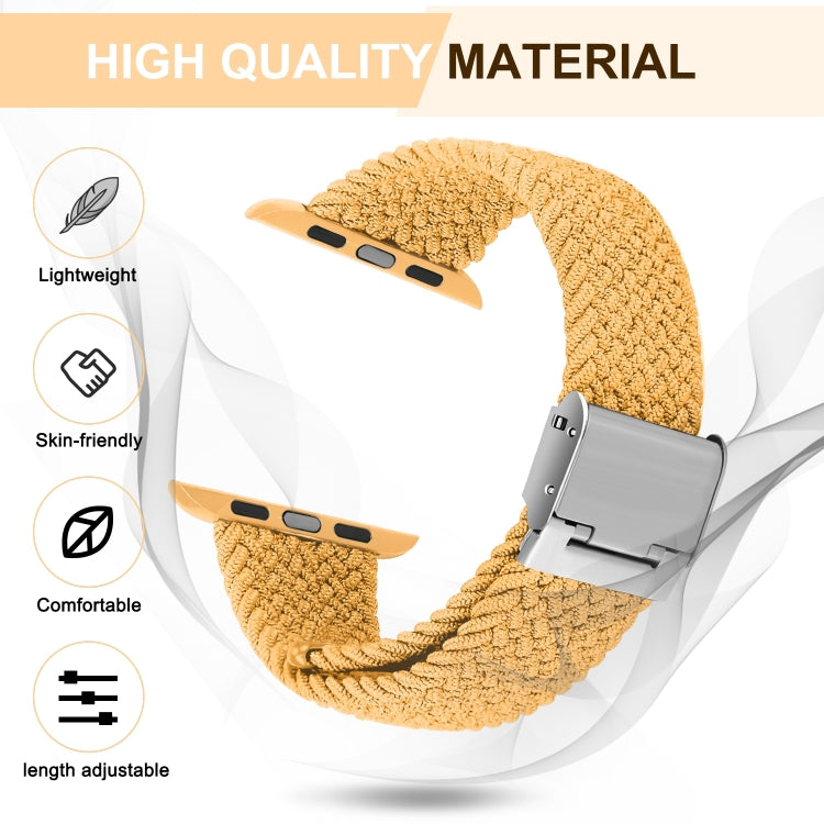 Braided + Stainless Steel Watch Band For Apple Watch Series 7 41mm / 6 & SE & 5 & 4 40mm / 3 & 2 & 1 38mm(Brown Yellow) by buy2fix