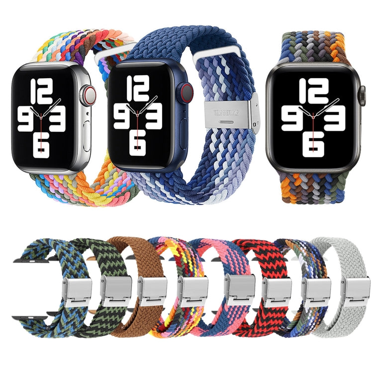 Braided + Stainless Steel Watch Band For Apple Watch Series 9&8&7 41mm / SE 3&SE 2&6&SE&5&4 40mm / 3&2&1 38mm(Camouflage Colorful) by buy2fix