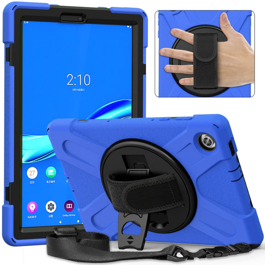 For Lenovo Tab M10 HD 2nd Gen TB-X306X Shockproof Colorful Silicone + PC Protective Case with Holder & Hand Grip Strap & Shoulder Strap(Blue) by buy2fix