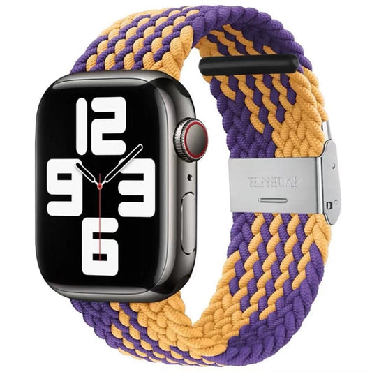 Braided + Stainless Steel Watch Band For Apple Watch Ultra 49mm&Watch Ultra 2 49mm / Series 9&8&7 45mm / SE 3&SE 2&6&SE&5&4 44mm / 3&2&1 42mm (Rainbow) by buy2fix