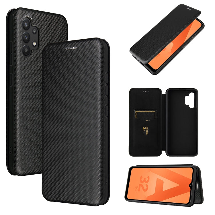 For Samsung Galaxy A32 4G Carbon Fiber Texture Horizontal Flip TPU + PC + PU Leather Case with Card Slot(Black) by buy2fix