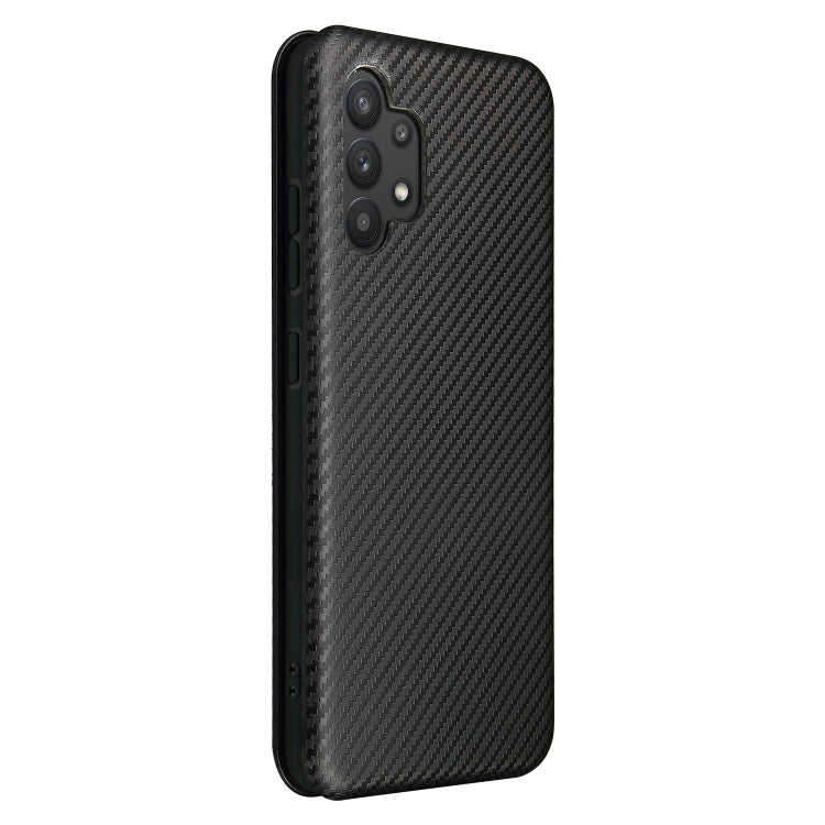For Samsung Galaxy A32 4G Carbon Fiber Texture Horizontal Flip TPU + PC + PU Leather Case with Card Slot(Black) by buy2fix