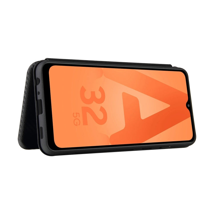 For Samsung Galaxy A32 4G Carbon Fiber Texture Horizontal Flip TPU + PC + PU Leather Case with Card Slot(Black) by buy2fix