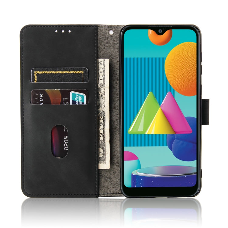 For Samsung Galaxy A02 / M02 Solid Color Skin Feel Magnetic Buckle Horizontal Flip Calf Texture PU Leather Case with Holder & Card Slots & Wallet(Black) by buy2fix