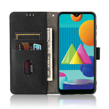 For Samsung Galaxy A02 / M02 Solid Color Skin Feel Magnetic Buckle Horizontal Flip Calf Texture PU Leather Case with Holder & Card Slots & Wallet(Black) by buy2fix