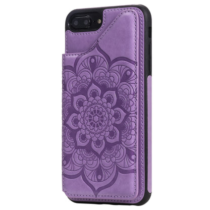Flower Embossing Pattern Shockproof Protective Case with Holder & Card Slots & Photo Frame For iPhone 8 Plus / 7 Plus(Purple) by buy2fix