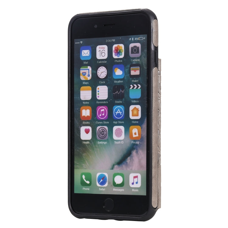 Flower Embossing Pattern Shockproof Protective Case with Holder & Card Slots & Photo Frame For iPhone 8 Plus / 7 Plus(Grey) by buy2fix