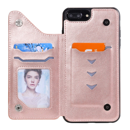 Flower Embossing Pattern Shockproof Protective Case with Holder & Card Slots & Photo Frame For iPhone 8 Plus / 7 Plus(Rose Gold) by buy2fix