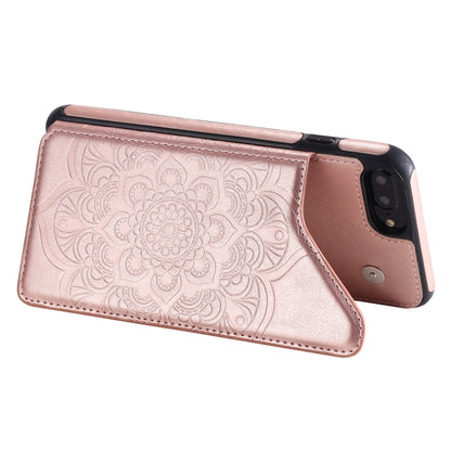 Flower Embossing Pattern Shockproof Protective Case with Holder & Card Slots & Photo Frame For iPhone 8 Plus / 7 Plus(Rose Gold) by buy2fix