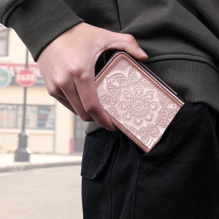 Flower Embossing Pattern Shockproof Protective Case with Holder & Card Slots & Photo Frame For iPhone 8 Plus / 7 Plus(Rose Gold) by buy2fix