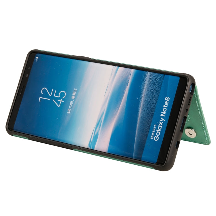 For Samsung Galaxy Note 8 Flower Embossing Pattern Shockproof Protective Case with Holder & Card Slots & Photo Frame(Green) by buy2fix