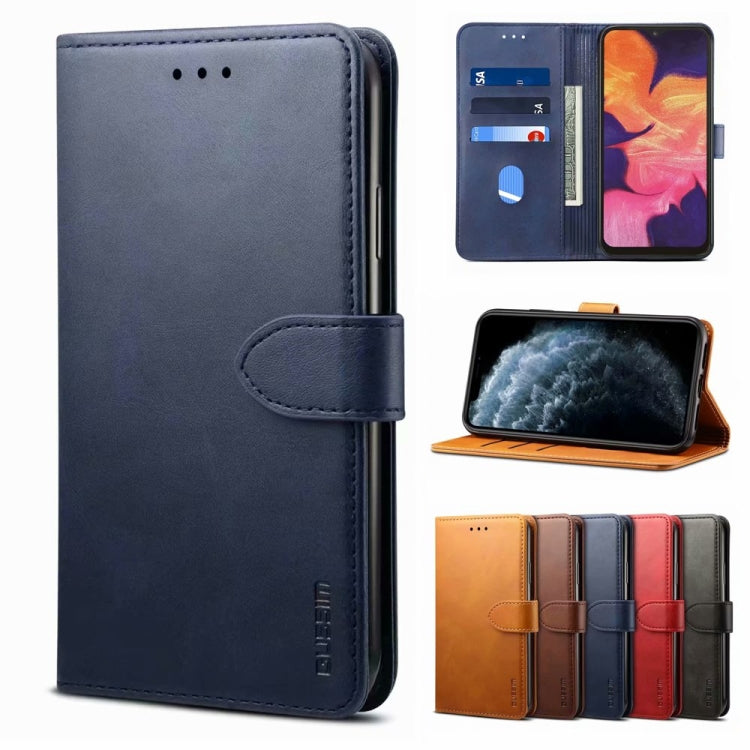 For Samsung Galaxy A12 5G GUSSIM Business Style Horizontal Flip Leather Case with Holder & Card Slots & Wallet(Blue) - Galaxy Phone Cases by GUSSIM | Online Shopping UK | buy2fix