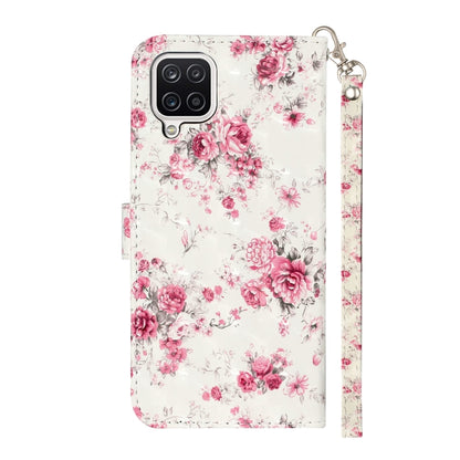 For Samsung Galaxy A12 3D Pattern Horizontal Flip Leather Case with Holder & Card Slots & Wallet(Rose Flower) by buy2fix
