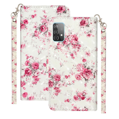For Samsung Galaxy A52 5G / 4G 3D Pattern Horizontal Flip PU Leather Case with Holder & Card Slots & Wallet(Rose Flower) by buy2fix