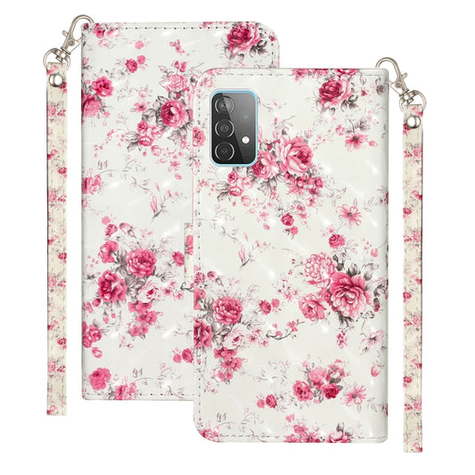 For Samsung Galaxy A52 5G / 4G 3D Pattern Horizontal Flip PU Leather Case with Holder & Card Slots & Wallet(Rose Flower) by buy2fix