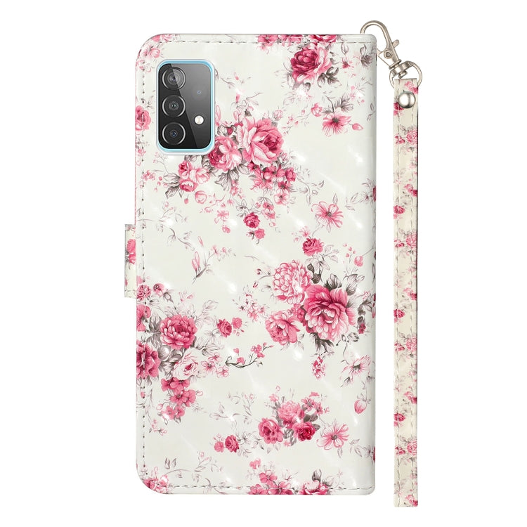 For Samsung Galaxy A52 5G / 4G 3D Pattern Horizontal Flip PU Leather Case with Holder & Card Slots & Wallet(Rose Flower) by buy2fix