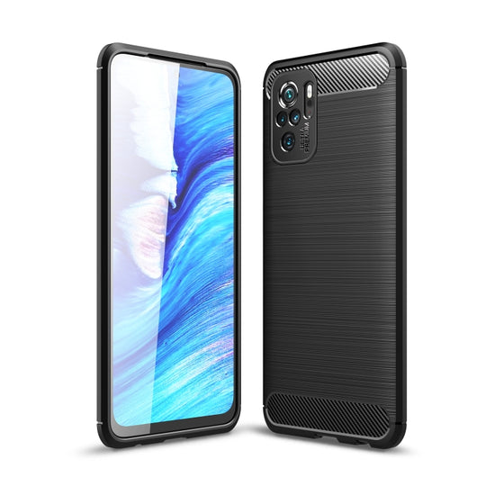 For Xiaomi Redmi Note 10 4G / Note 10S Brushed Texture Carbon Fiber TPU Case(Black)