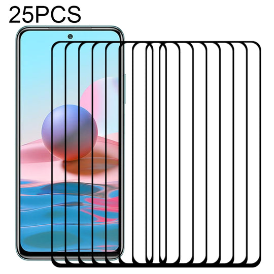 For Xiaomi Redmi Note 10 25 PCS Full Glue Full Cover Screen Protector Tempered Glass Film