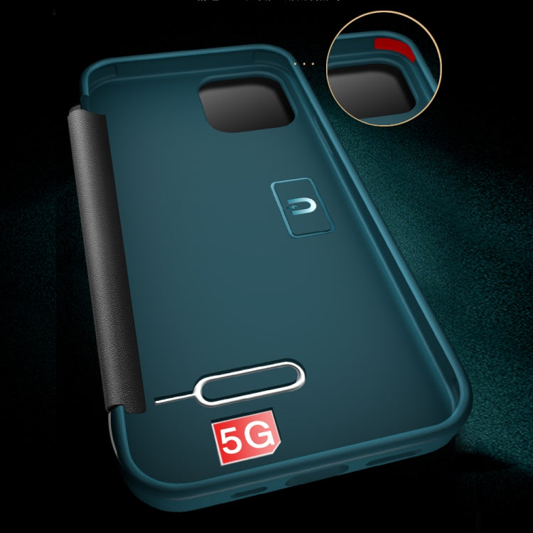 For iPhone 12 / 12 Pro Crocodile Texture Display Window Horizontal Flip Leather Case(Black) by buy2fix