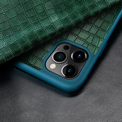 For iPhone 12 / 12 Pro Crocodile Texture Display Window Horizontal Flip Leather Case(Black) by buy2fix