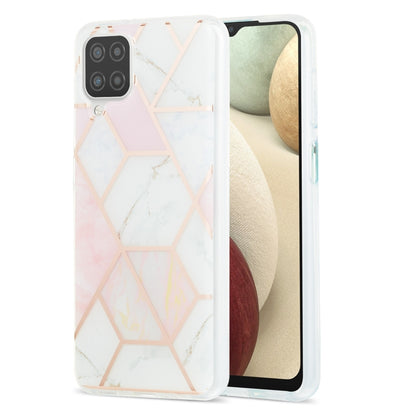 For Samsung Galaxy A12 3D Electroplating Marble Pattern TPU Protective Case(Pink White) by buy2fix