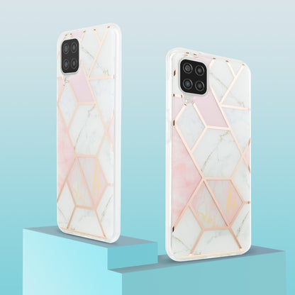For Samsung Galaxy A12 3D Electroplating Marble Pattern TPU Protective Case(Pink White) by buy2fix