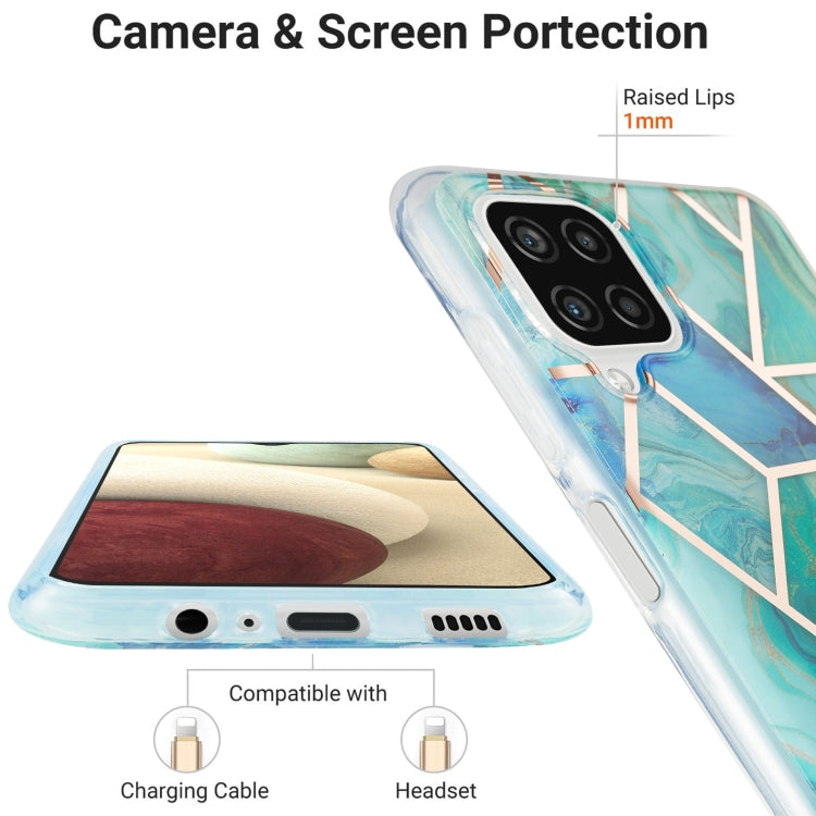 For Samsung Galaxy A12 3D Electroplating Marble Pattern TPU Protective Case(Green) by buy2fix