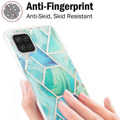 For Samsung Galaxy A12 3D Electroplating Marble Pattern TPU Protective Case(Green) by buy2fix