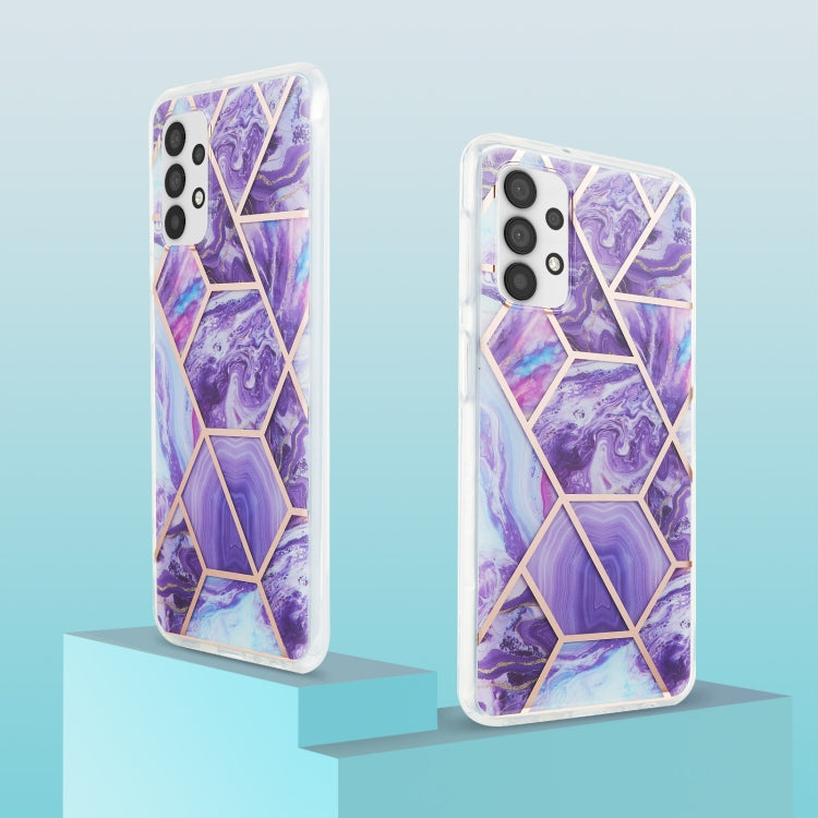 For Samsung Galaxy A32 5G 3D Electroplating Marble Pattern TPU Protective Case(Dark Purple) by buy2fix