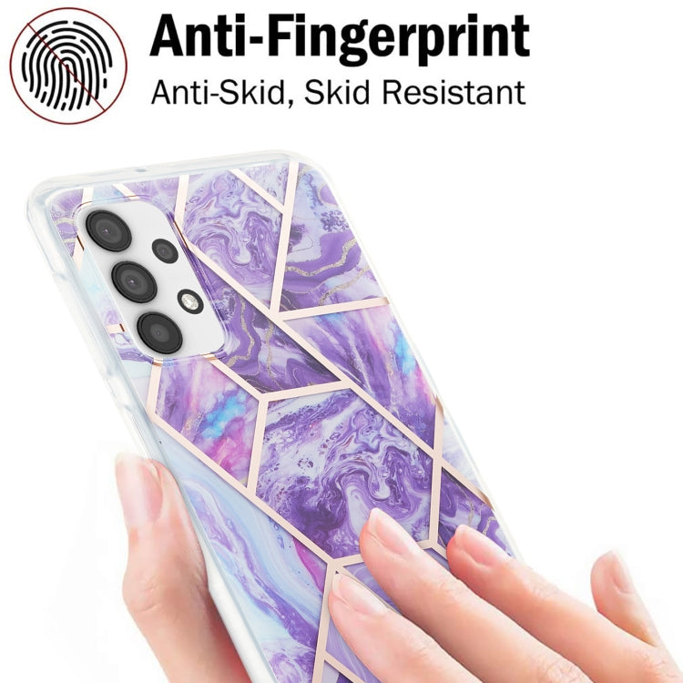 For Samsung Galaxy A32 5G 3D Electroplating Marble Pattern TPU Protective Case(Dark Purple) by buy2fix