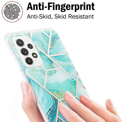 For Samsung Galaxy A52 5G / 4G 3D Electroplating Marble Pattern TPU Protective Case(Blue) by buy2fix