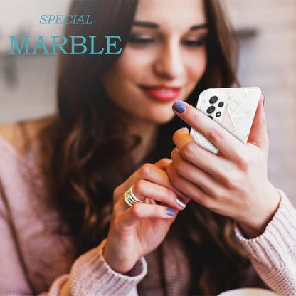 For Samsung Galaxy A52 5G / 4G 3D Electroplating Marble Pattern TPU Protective Case(Pink White) by buy2fix