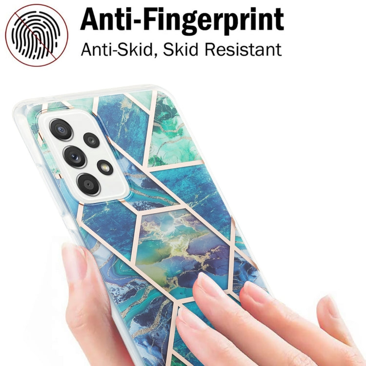 For Samsung Galaxy A52 5G / 4G 3D Electroplating Marble Pattern TPU Protective Case(Blue Green) by buy2fix