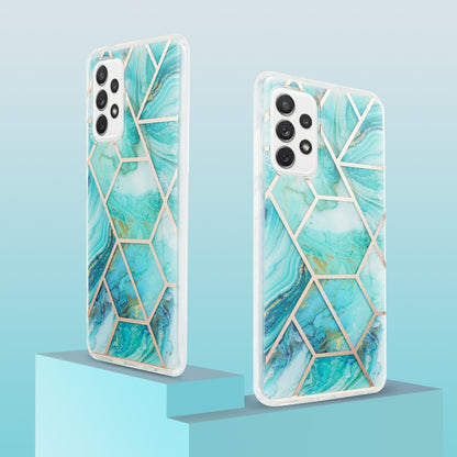 For Samsung Galaxy A72 5G / 4G 3D Electroplating Marble Pattern TPU Protective Case(Blue) by buy2fix