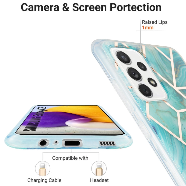 For Samsung Galaxy A72 5G / 4G 3D Electroplating Marble Pattern TPU Protective Case(Blue) by buy2fix
