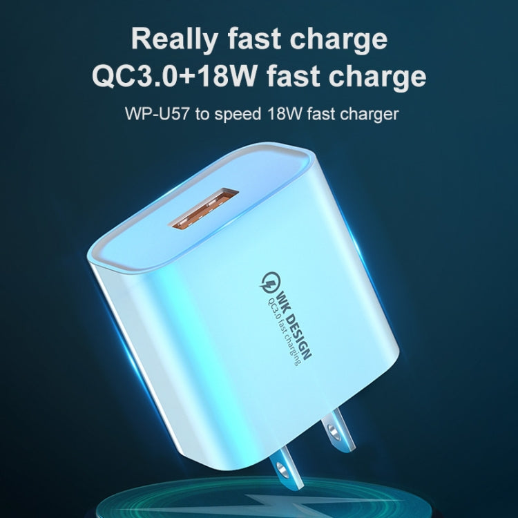 WK WP-U57 Max 18W Maxspeed QC3.0 Fast Charger + USB to 8 Pin Data Cable, Plug Type:US Plug - Apple Accessories by WK | Online Shopping UK | buy2fix