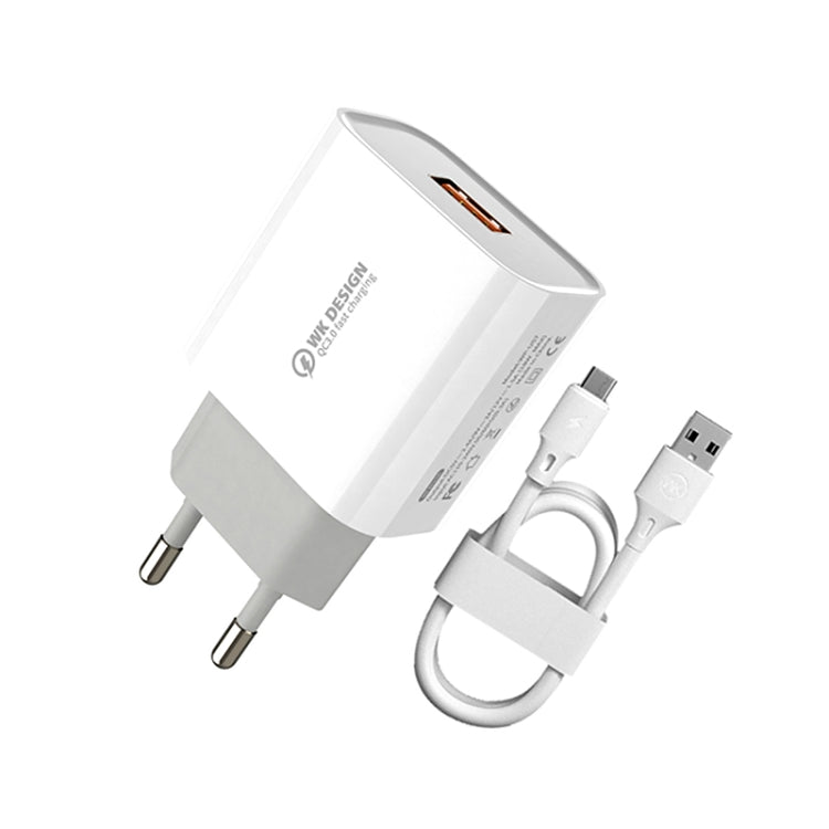 WK WP-U57 Max 18W Maxspeed QC3.0 Fast Charger + USB to 8 Pin Data Cable, Plug Type:EU Plug - Apple Accessories by WK | Online Shopping UK | buy2fix