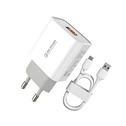 WK WP-U57 Max 18W Maxspeed QC3.0 Fast Charger + USB to 8 Pin Data Cable, Plug Type:EU Plug - Apple Accessories by WK | Online Shopping UK | buy2fix
