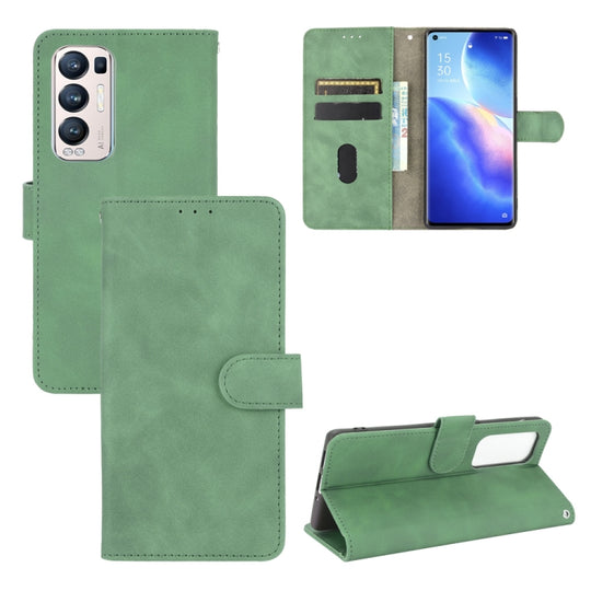 For OPPO Find X3 Neo Solid Color Skin Feel Magnetic Buckle Horizontal Flip Calf Texture PU Leather Case with Holder & Card Slots & Wallet(Green)