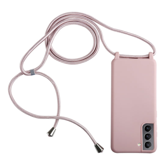 Pour Samsung Galaxy S21 + 5G Étui de protection en TPU Candy Colors avec lanière (or rose)
