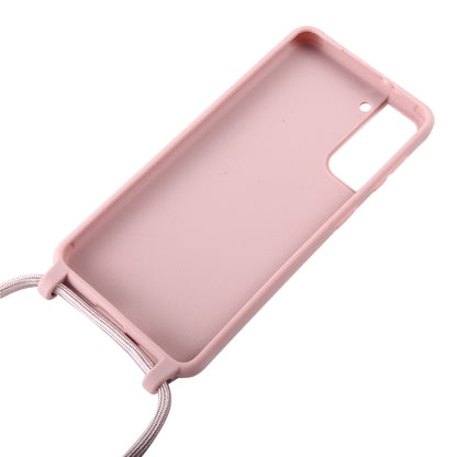 For Samsung Galaxy S21 Ultra 5G Candy Colors TPU Protective Case with Lanyard(Rose Gold) - Samsung Accessories by buy2fix | Online Shopping UK | buy2fix
