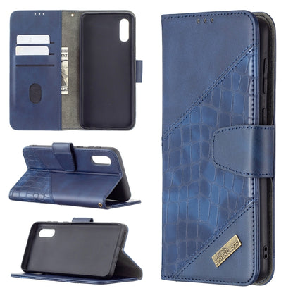 For Samsung Galaxy A02 / M02 Matching Color Crocodile Texture Horizontal Flip PU Leather Case with Wallet & Holder & Card Slots(Blue) by buy2fix