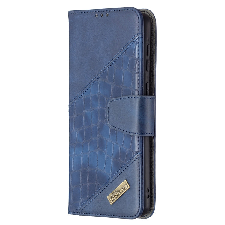 For Samsung Galaxy A02 / M02 Matching Color Crocodile Texture Horizontal Flip PU Leather Case with Wallet & Holder & Card Slots(Blue) by buy2fix